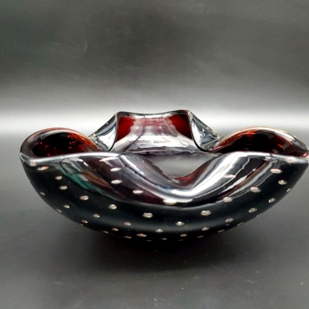 Vintage Murano Amethyst Bullicante Bowl Ashtray
